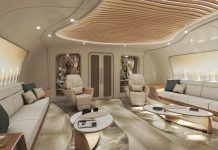 Originally designed to carry 390 passengers, this Boeing 777X swaps economy seats to become a $500 million flying mansion for a tasteful billionaire, with digital walls, fluted oak, a marble spa, lounges, and a bedroom bigger than some New York apartments