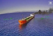Ukrainian drone evades Russian helicopter fire to strike oil tanker